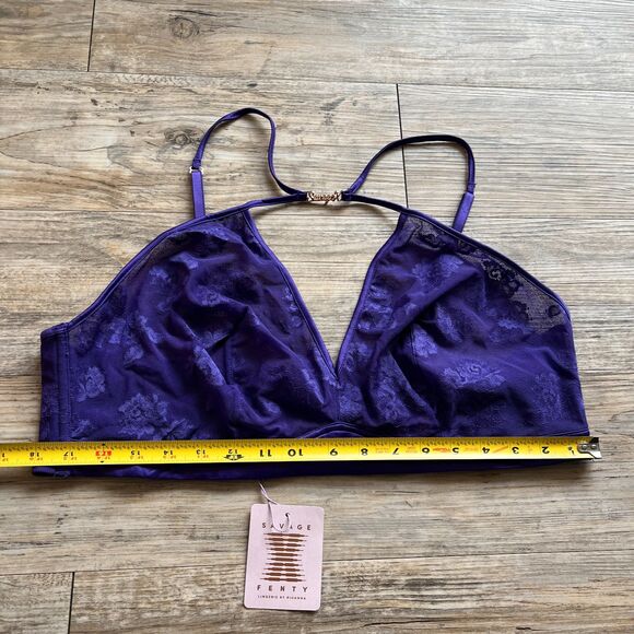 Savage X Fenty Bra Strap Up Lace Bralette 3XL Purple Blue NWT - Picture 6 of 7